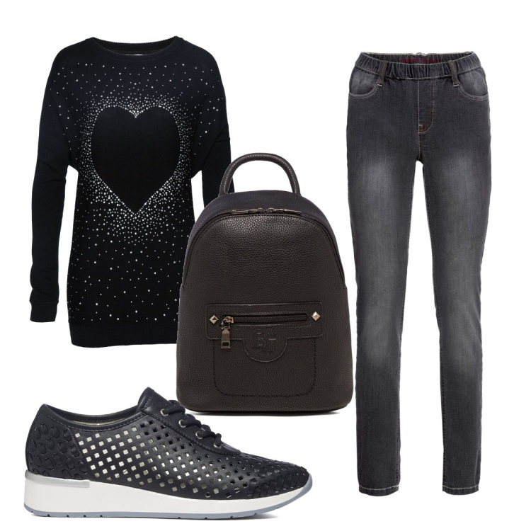 Outfit donna - Total look #1503723. Stile Basic per Tutti i giorni. Abbinamento con pullovers, jeggings, zaini, sneakers.