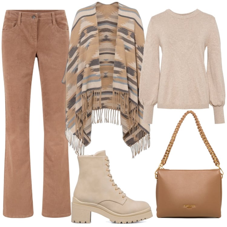 Outfit donna - PittaRosso & BonPrix. Stile Casual per Tutti i giorni. Abbinamento con pantaloni, maglieria, cappotti, anfibi, borse a tracolla.