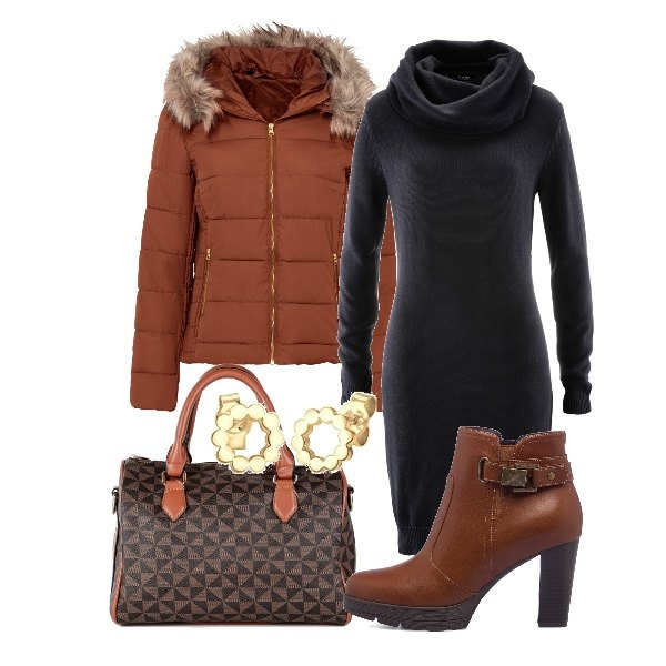 Outfit donna - Essenzialmente io. Stile Casual chic per Tutti i giorni. Abbinamento con giacche, vestiti, borse a mano, stivaletti, orecchini.
