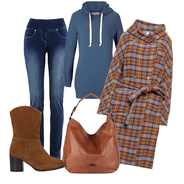 Outfit donna - In giro con le amiche. Stile Urban per Tutti i giorni. Abbinamento con jeans, felpe con cappuccio, cappotti, stivaletti, borse a mano.