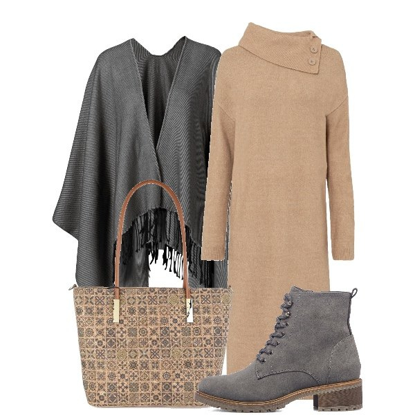 Outfit donna - Devo correggere le verifiche..... Stile Casual chic per Scuola/Università. Abbinamento con vestiti chemisier, cappotti, borse a spalla, anfibi.