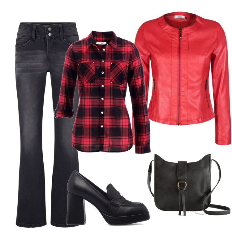 Outfit donna - Non è Francesca (veg ok). Stile Basic per Tutti i giorni. Abbinamento con camicie, borse a tracolla, jeans bootcut, giacche, mocassini.