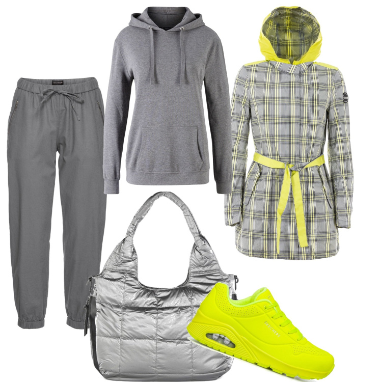 Outfit donna - Mix&Match. Stile Basic per Tutti i giorni. Abbinamento con pantaloni, felpe con cappuccio, borse a spalla, trench, sneakers.