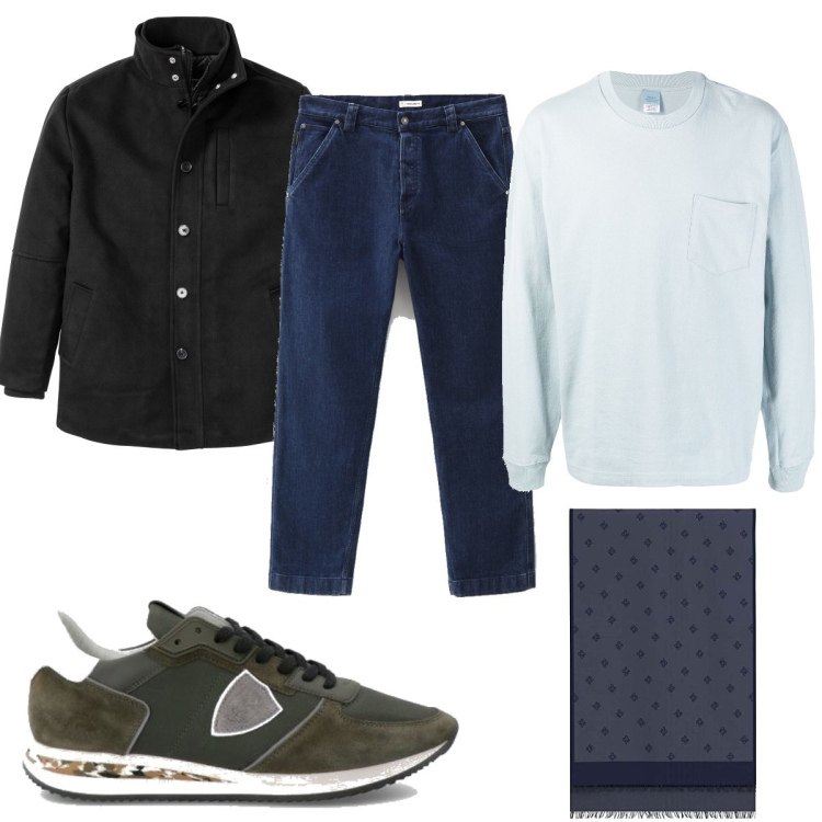 Outfit uomo - I blue jeans. Stile Casual per Tutti i giorni. Abbinamento con giacche, sneakers, pantaloni, felpe, sciarpe.