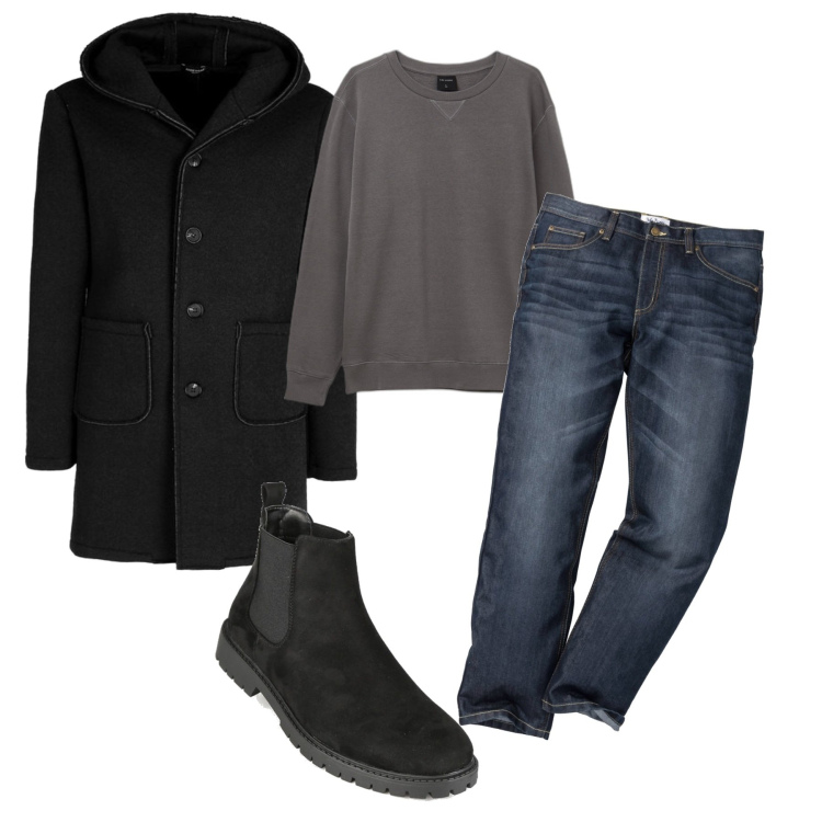 Outfit uomo - Felpa fango. Stile Trendy per Serata speciale. Abbinamento con jeans dritti, cappotti, stivali e stivaletti, felpe.