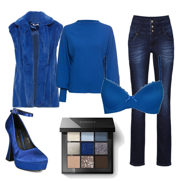 Outfit donna - Total look #1505842. Stile Glamour per Tutti i giorni. Abbinamento con maglieria, jeans skinny, cappotti, reggiseni, décolleté, ombretti.