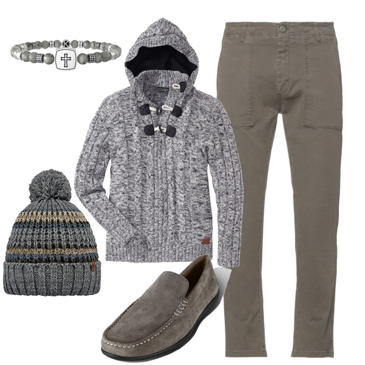 Outfit uomo - Total look #1506298. Stile Casual per Tutti i giorni. Abbinamento con maglieria, pantaloni, scarpe stringate, braccialetti, berretti.