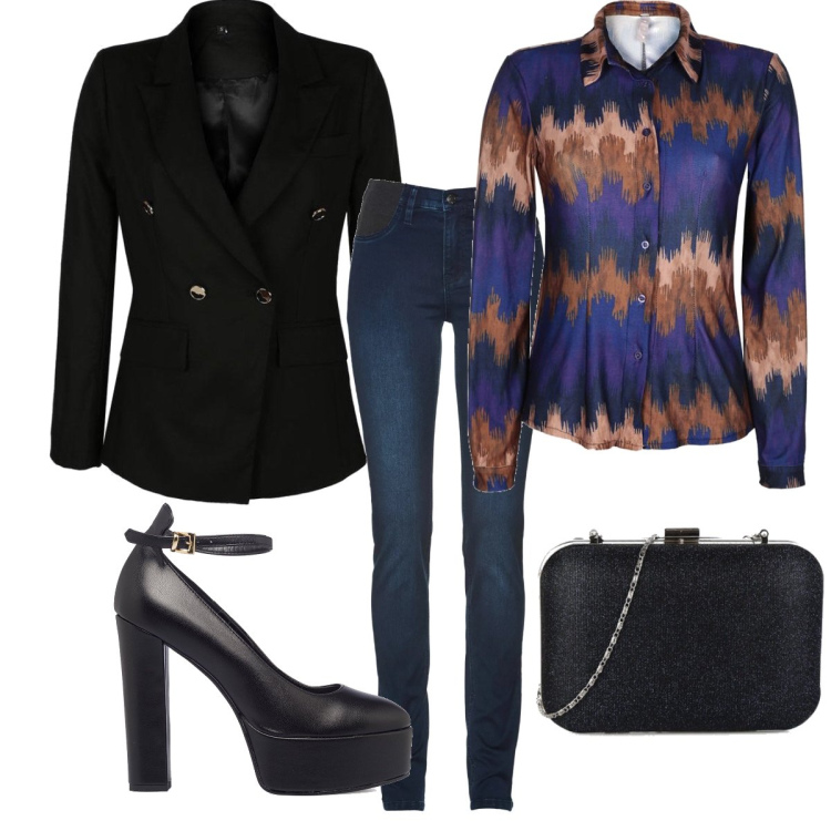 Outfit donna - Le décolleté con il plateau. Stile Sexy per Serata fuori. Abbinamento con jeans skinny, blazer, camicie, pochette, décolleté.