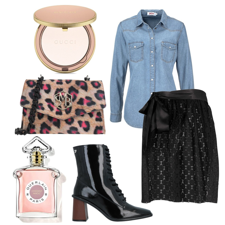 Outfit donna - Pizzo e jeans. Stile Casual chic per Tutti i giorni. Abbinamento con camicie, gonne, borse a tracolla, stivaletti, ciprie, profumi.