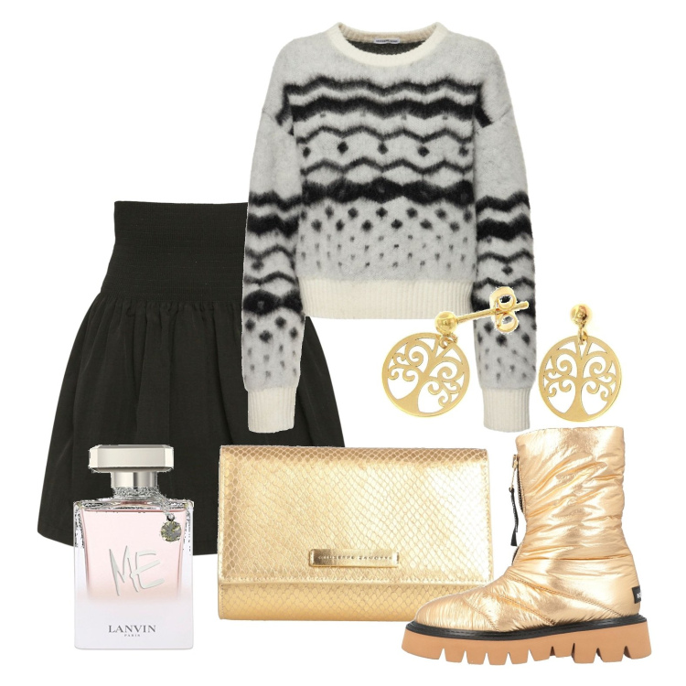 Outfit donna - Ghost outfitter - il freddo non vince. Stile Casual chic per Tutti i giorni. Abbinamento con stivaletti, borse a mano, orecchini, minigonne, profumi, maglieria.