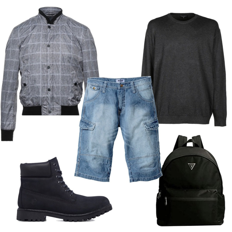 Outfit uomo - In jeans per sentirsi trendy. Stile Trendy per Tutti i giorni. Abbinamento con bermuda, giacche, pullovers, stivali e stivaletti, borse sportive.