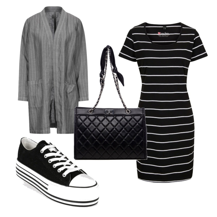 Outfit donna - Total look #1510380. Stile Sporty chic per Tutti i giorni. Abbinamento con vestiti, blazer, sneakers, borse a spalla.
