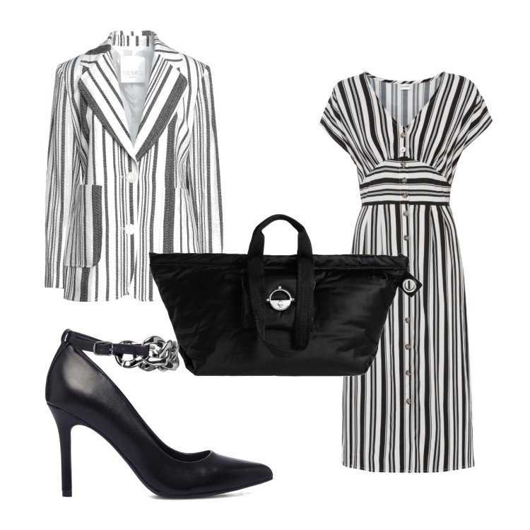 Outfit donna - Total look #1510440. Stile Trendy per Tutti i giorni. Abbinamento con vestiti, borse a spalla, blazer, décolleté.