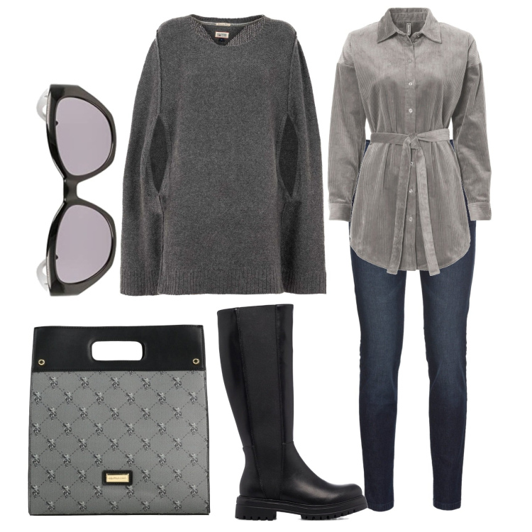 Outfit donna - La cappa di lana. Stile Urban per Tutti i giorni. Abbinamento con jeans skinny, camicie, borse a mano, cappotti, stivali, occhiali da sole.