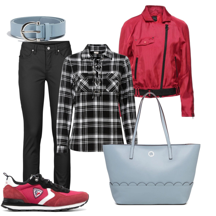 Outfit donna - Skyred. Stile Sporty chic per Tutti i giorni. Abbinamento con jeans skinny, bluse, giacche, cinture, sneakers, borse a spalla.