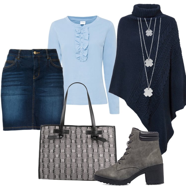 Outfit donna - Beautiful Day. Stile Casual per Tutti i giorni. Abbinamento con gonne, cinture, maglieria, borse a mano, ciondoli, anfibi.