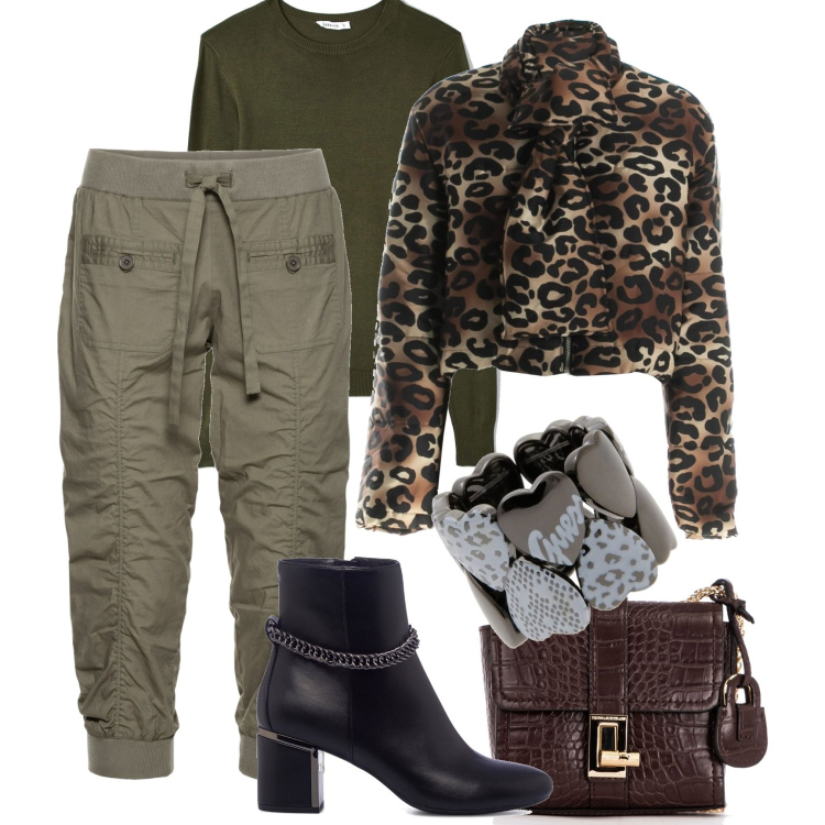 Outfit donna - Parachute pants e piumino. Stile Trendy per Tutti i giorni. Abbinamento con pantaloni capri, maglieria, giacche, borse a mano, stivaletti, anelli.