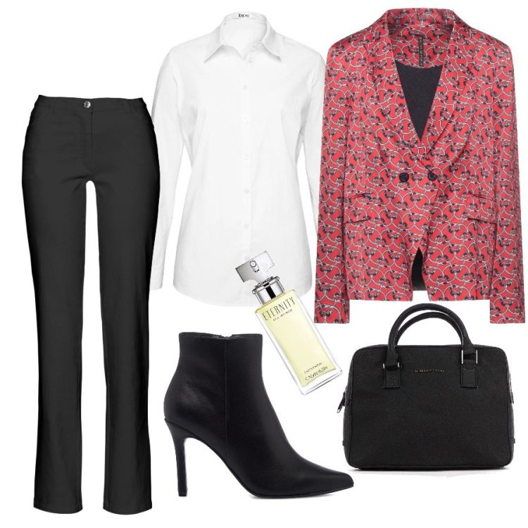 Outfit donna - Total look #1512926. Stile Mannish per Serata fuori. Abbinamento con pantaloni, camicie, blazer, borse a mano, profumi, stivaletti.