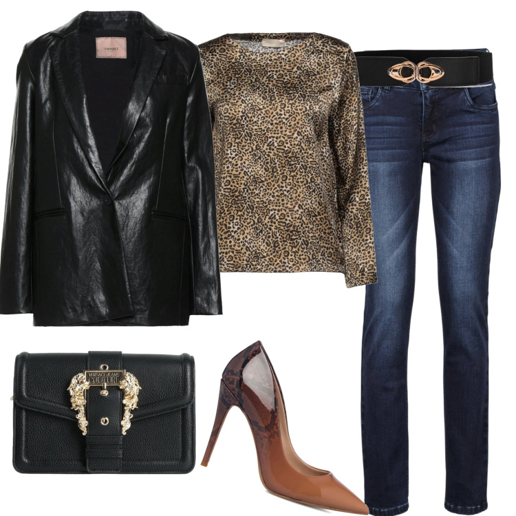 Outfit donna - In città. Stile Urban per Tutti i giorni. Abbinamento con jeans, cinture, blazer, bluse, borse a spalla, décolleté.