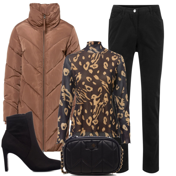 Outfit donna - In città. Stile Casual chic per Tutti i giorni. Abbinamento con pantaloni, maglieria, giacche, stivaletti, borse a tracolla.