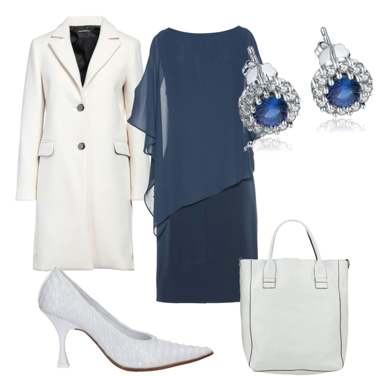 Outfit donna - Il cappotto candido. Stile Chic per Cerimonia. Abbinamento con vestiti a tubino, cappotti, borse a mano, décolleté, orecchini.