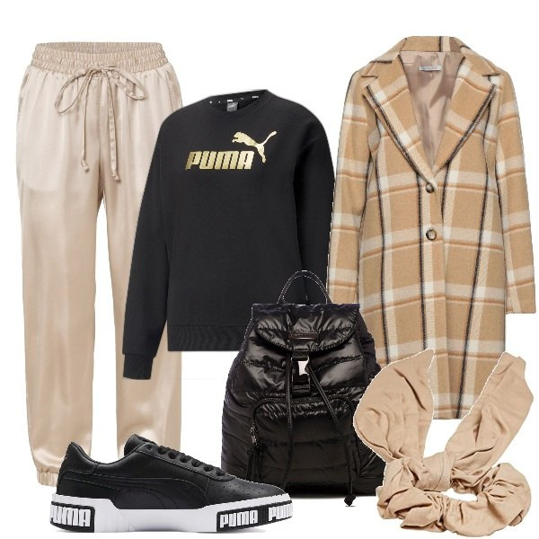 Outfit donna - Perfetta per la scuola. Stile Urban per Scuola/Università. Abbinamento con cappotti, pantaloni, sneakers, felpe, zaini, fasce per capelli.