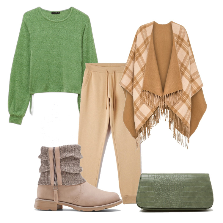 Outfit donna - Si comfy. Stile Casual per Tutti i giorni. Abbinamento con stivaletti, cappotti, pantaloni, maglieria, borse a spalla.