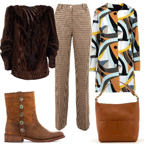 Outfit donna - Speciale SALDI INVENALI OFF-MARKET. Stile Glamour per Tutti i giorni. Abbinamento con bluse, borse a tracolla, trench, pantaloni, stivaletti texani.