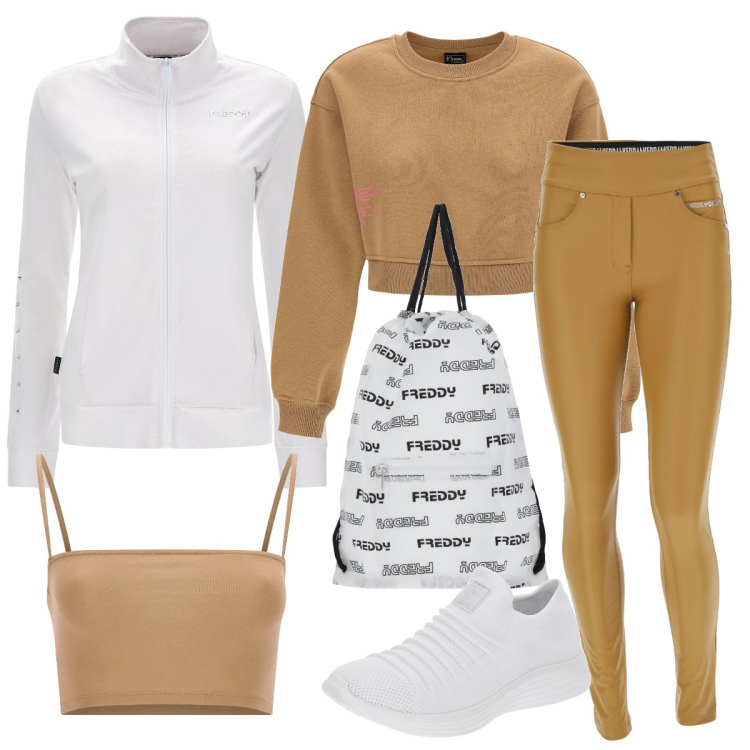 Outfit donna - Freddy style. Stile Urban per Sport. Abbinamento con pantaloni skinny, felpe, top, sneakers, zaini, felpe.