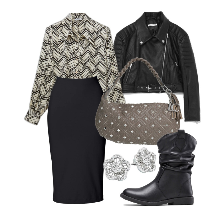Outfit donna - Ghost outfitter - un po\' così. Stile Trendy per Tutti i giorni. Abbinamento con gonne longuette, stivali, borse a mano, orecchini, camicie, giacche.