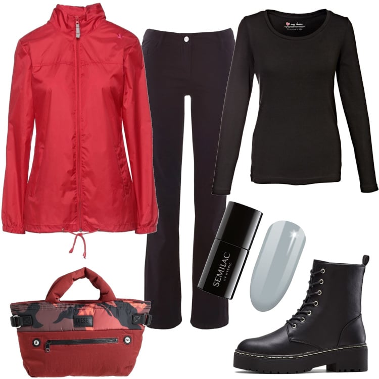 Outfit donna - Buondì. Stile Casual per Tutti i giorni. Abbinamento con giacche, borse a mano, maglieria, pantaloni, stivaletti, smalti.