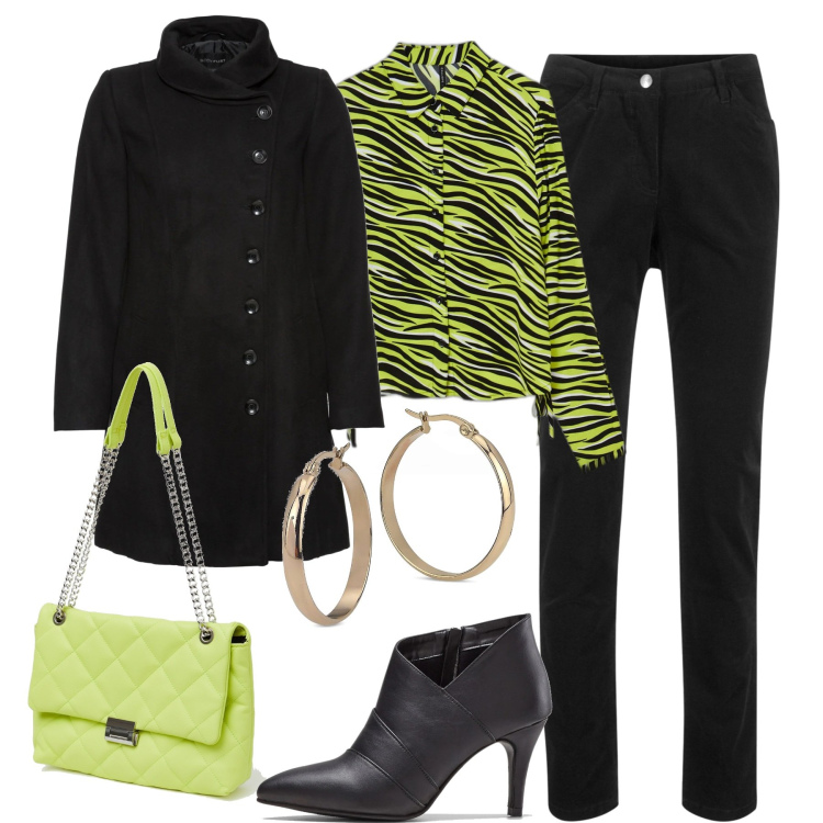 Outfit donna - La camicia verde. Stile Urban per Tutti i giorni. Abbinamento con pantaloni, stivaletti, cappotti, orecchini, camicie, borse a spalla.