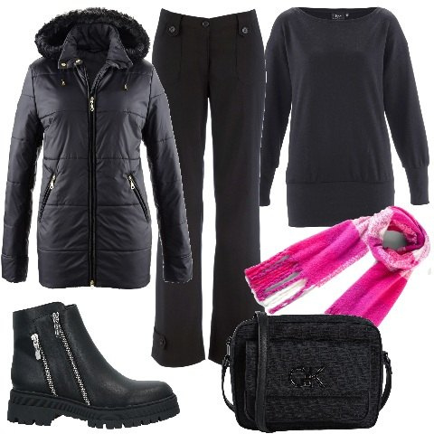 Outfit donna - Vestire casual a gennaio. Stile Casual chic per Tutti i giorni. Abbinamento con pantaloni, giacche, felpe, sciarpe, borse a tracolla, stivaletti.