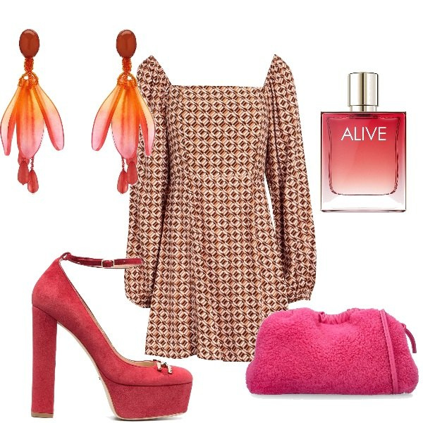 Outfit donna - Abito retrò. Stile Vintage retrò per Serata fuori. Abbinamento con vestiti corti, décolleté, profumi, orecchini, pochette.