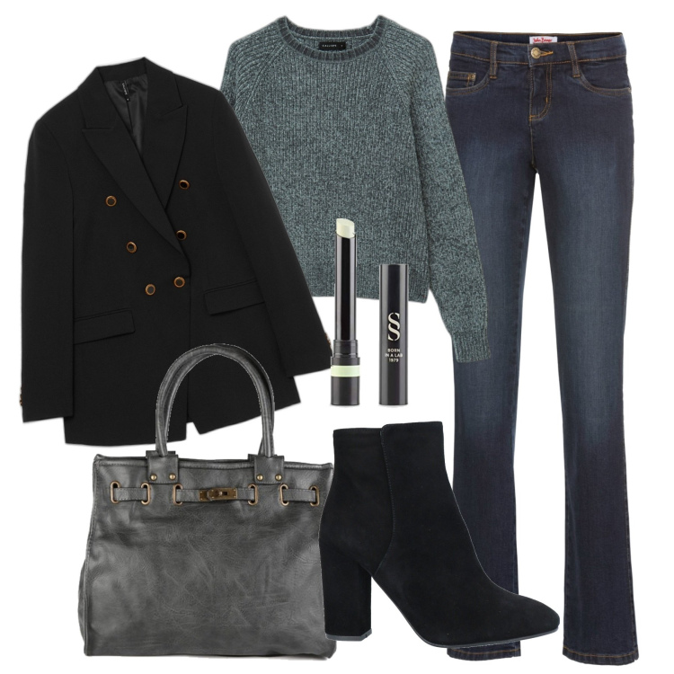 Outfit donna - Ombretto verde. Stile Casual chic per Tutti i giorni. Abbinamento con jeans bootcut, stivaletti, borse a mano, maglieria, giacche, correttori.