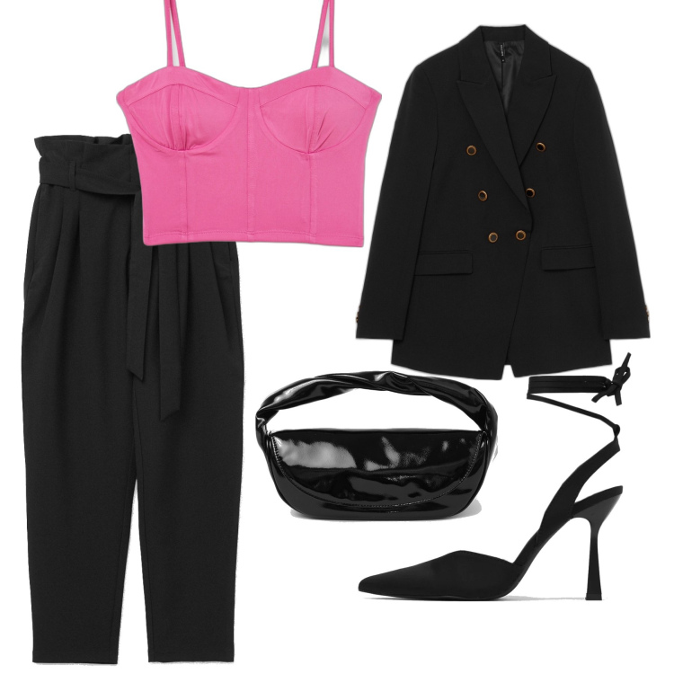 Outfit donna - Pink top. Stile Sexy per Serata fuori. Abbinamento con pantaloni, pochette, giacche, décolleté, top.