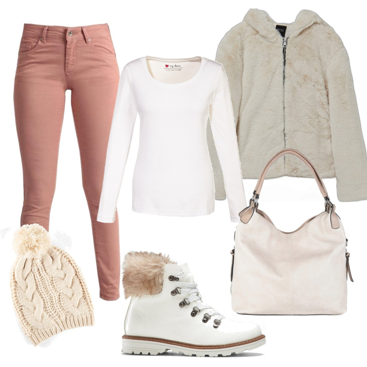 Outfit donna - Tanto freddo tanto carina. Stile Romantica per Tutti i giorni. Abbinamento con maglieria, stivaletti, berretti, pantaloni skinny, borse a spalla, giacche.