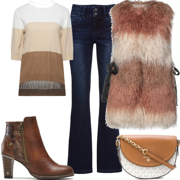 Outfit donna - Gilè. Stile Urban per Tutti i giorni. Abbinamento con jeans bootcut, stivaletti, cappotti, pullovers, borse a tracolla.