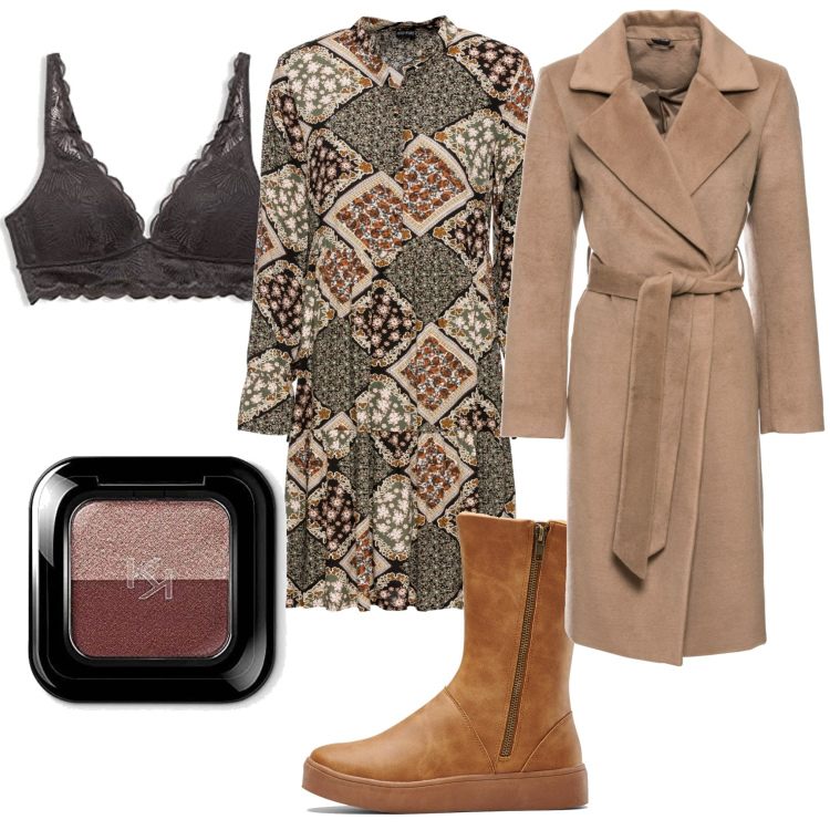 Outfit donna - Total look #1523012. Stile Vintage retrò per Tutti i giorni. Abbinamento con stivali, vestiti, cappotti, reggiseni, ombretti.