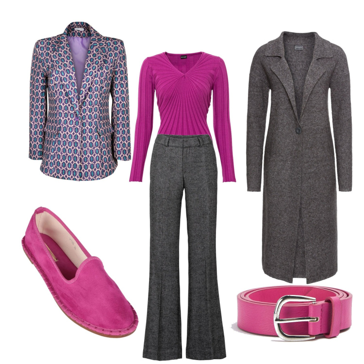 Outfit donna - Let's glow. Stile Minimal per Tutti i giorni. Abbinamento con blazer, espadrillas, cinture, cappotti, pantaloni a palazzo, maglieria.