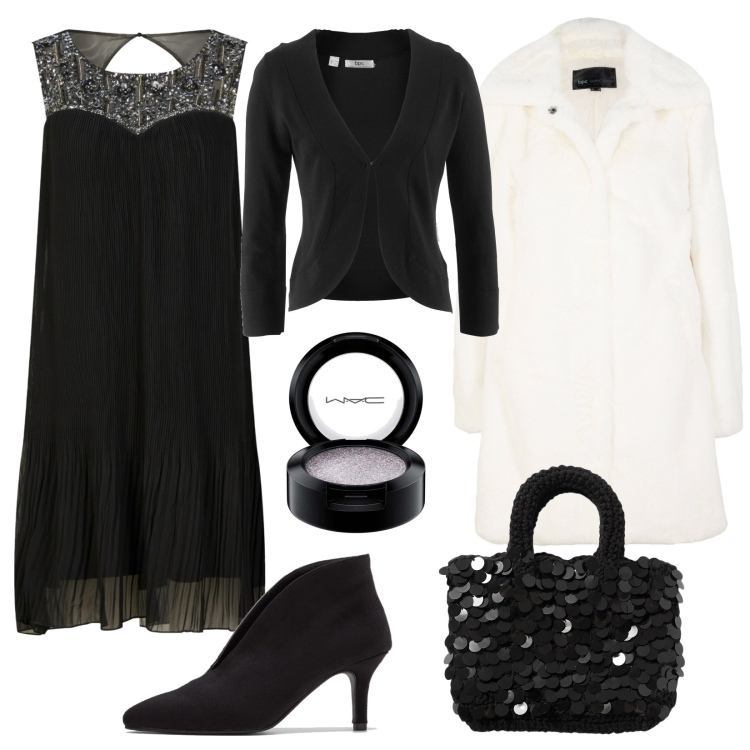 Outfit donna - Romantica a San Valentino. Stile Chic per Serata fuori. Abbinamento con borse a mano, zaini, vestiti, ecopellicce, blazer, ombretti.