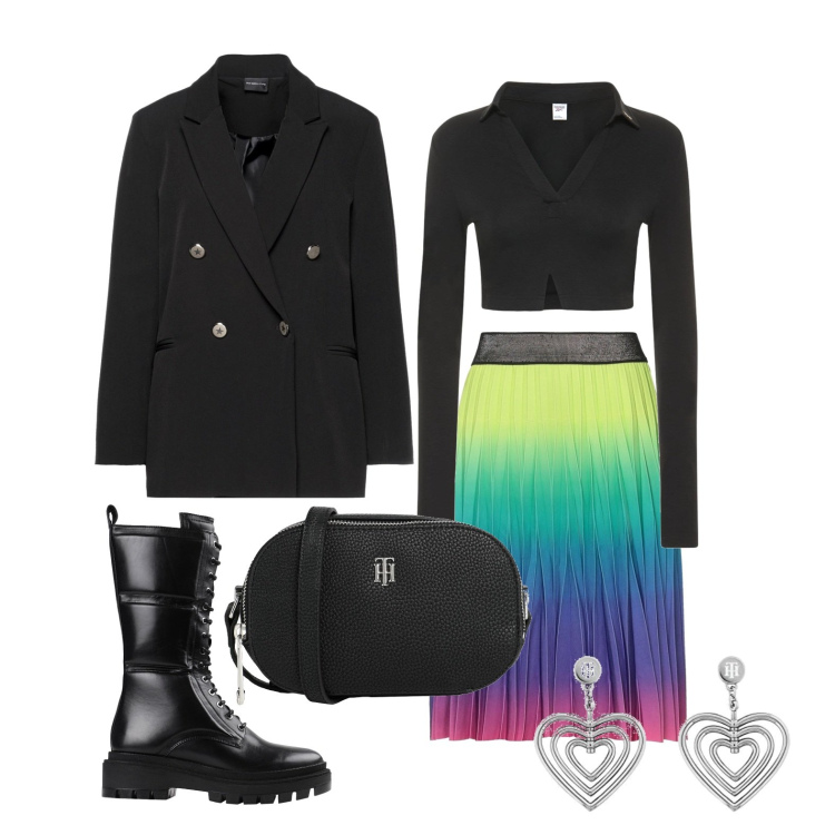 Outfit donna - Ghost outfitter - doppiopetto trendy. Stile Trendy per Tutti i giorni. Abbinamento con stivali, gonne longuette, borse a tracolla, blazer, polo, orecchini.