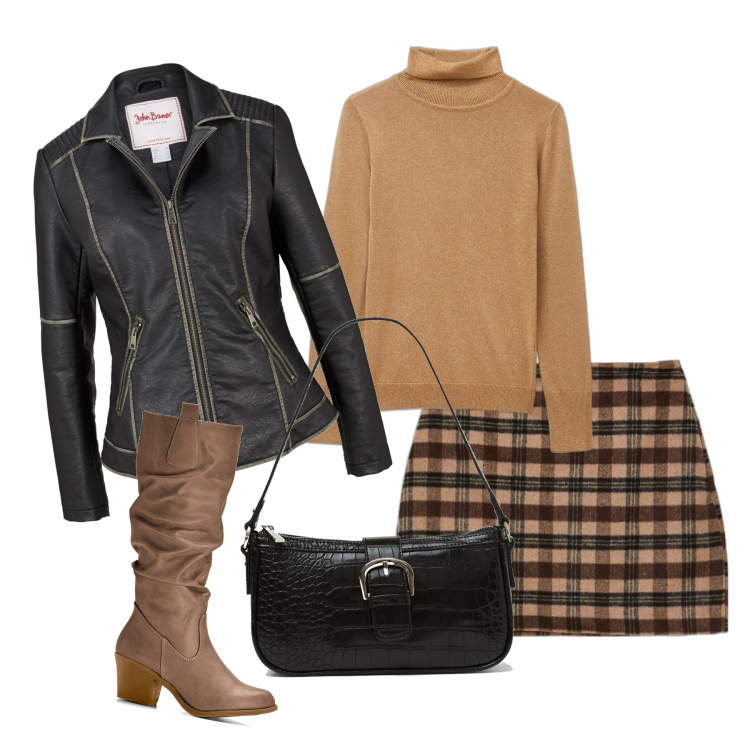 Outfit donna - I primi chiodi. Stile Urban per Tutti i giorni. Abbinamento con stivali, blazer, maglieria, minigonne, borse a spalla.