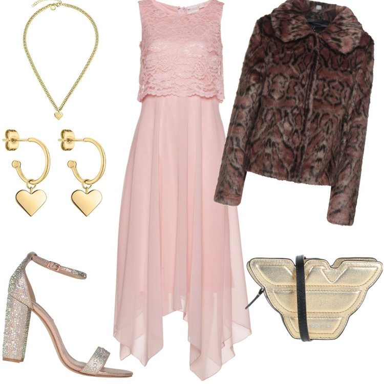 Outfit donna - Compleanno. Stile Chic per Cerimonia. Abbinamento con vestiti midi/longuette, cappotti, borse a tracolla, sandali col tacco, orecchini, ciondoli.