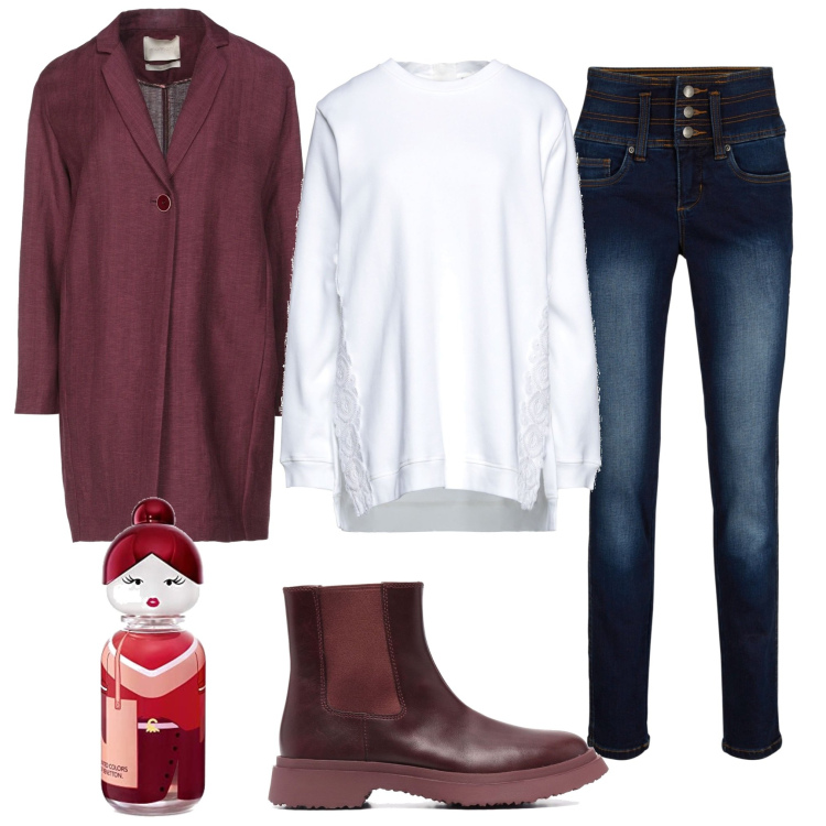 Outfit donna - Total look #1525397. Stile Urban per Tutti i giorni. Abbinamento con cappotti, felpe, jeans, stivaletti chelsea, profumi.