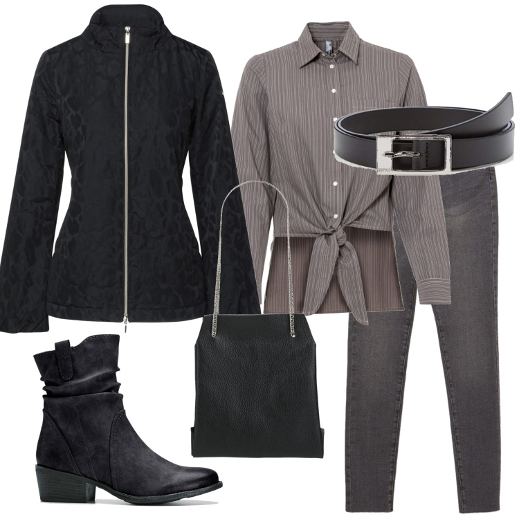 Outfit donna - Corsara. Stile Basic per Tutti i giorni. Abbinamento con stivaletti texani, camicie, giacche, borse a mano, jeans skinny, cinture.