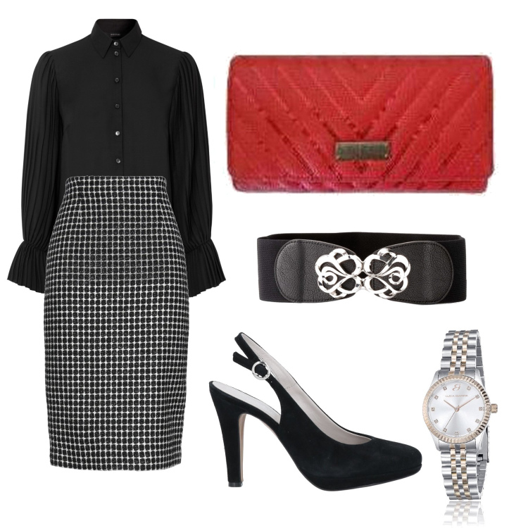 Outfit donna - San Valentino - cena fuori. Stile Chic per Serata fuori. Abbinamento con cinture, camicie, gonne longuette, décolleté, orologi, portafogli.