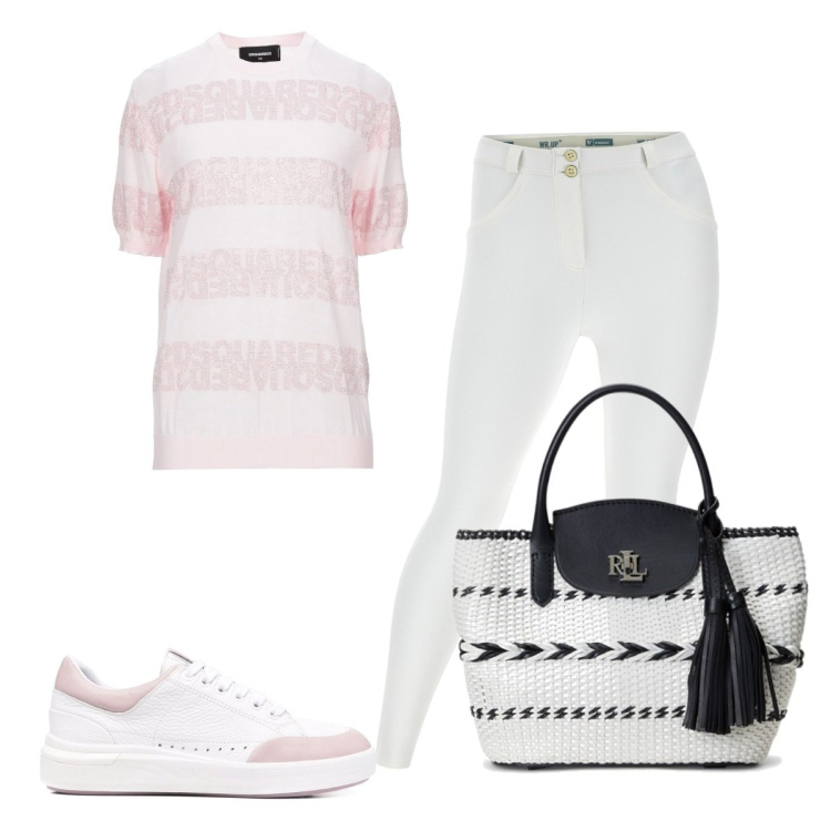Outfit donna - Total look #1526897. Stile Casual per Tutti i giorni. Abbinamento con pullovers, pantaloni skinny, sneakers, borse tote.