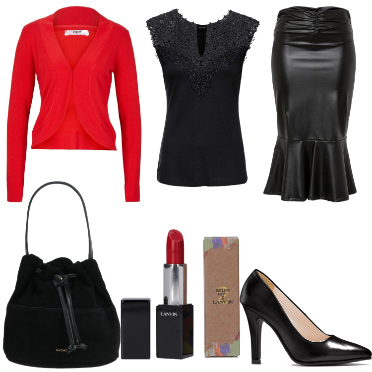 Outfit donna - La gonna da sirena. Stile Sexy per Serata fuori. Abbinamento con top, blazer, gonne, décolleté, borse a mano, rossetti.
