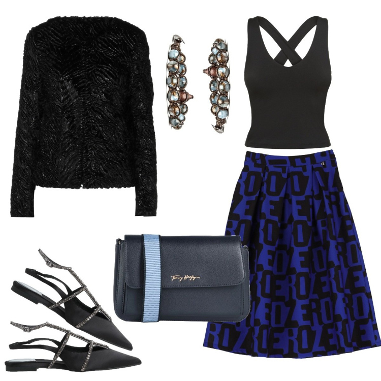 Outfit donna - Chic #1766. Stile Chic per Serata fuori. Abbinamento con ballerine, borse a spalla, cappotti, gonne longuette, braccialetti, canottiere.